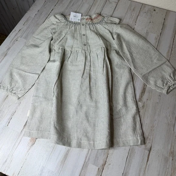 Pehr Girls Striped Long Sleeve Smocked Dress - Picture 2 of 5